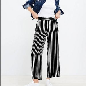 LOFT Brand New Fluid Wide Leg Stripped Crop Pants